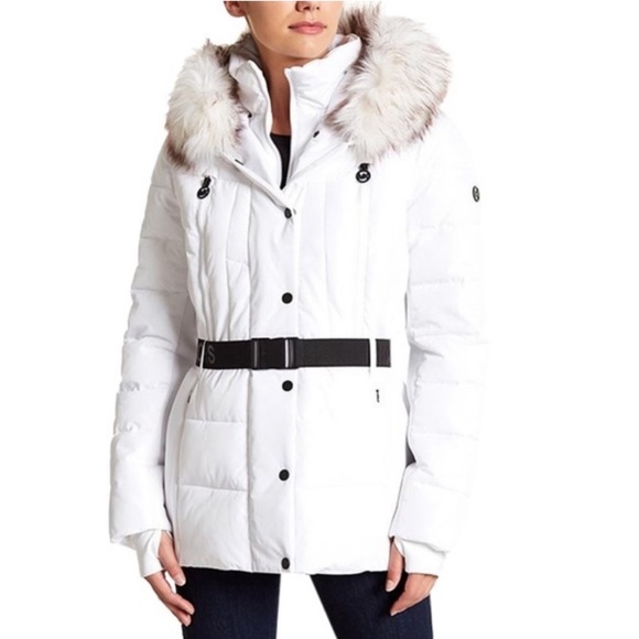 New Michael Kors White Puffer Jacket Hood